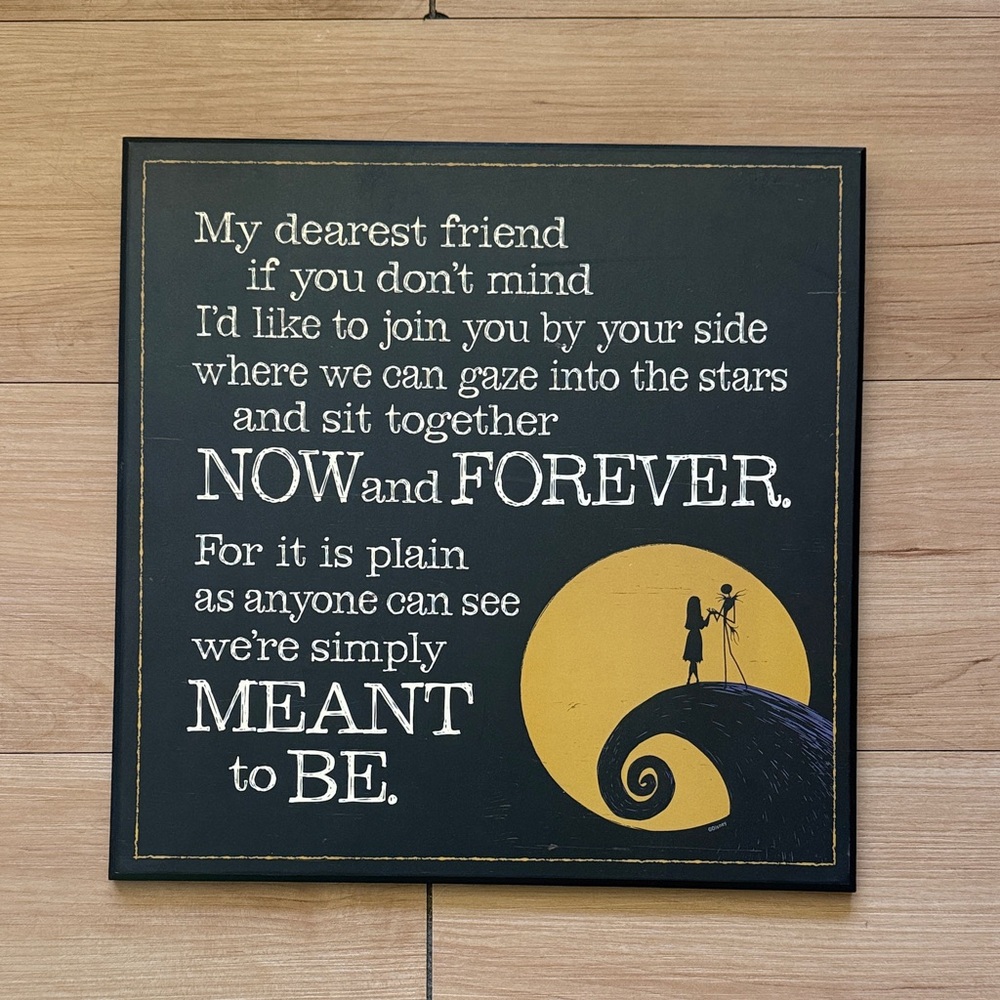 Nightmare Before Christmas Decorative Wall Sign - Black & Gold